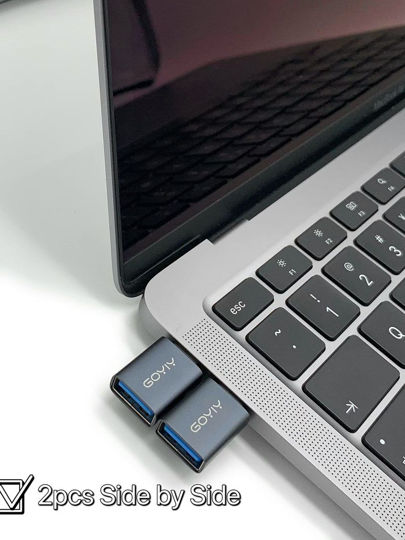 GOYIY USB C to USB Adapter, USB C Male to USB Female Adapter, USB3.2 Gen 2，2-Pack, Compatible with MacBook Pro/Air, iMac, iPad Mini/Pro, Mobile Phone and Other Type C or Thunderbolt 4/3 Devices(Grey) Grey