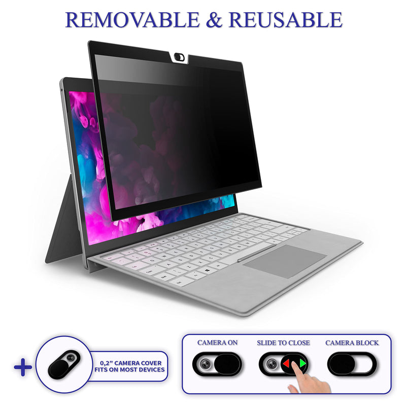 EZ-Pro Screen Protector Privacy Filter for Surface GO, Comes with Camera Cover Slide, Provide Privacy, Anti-Blue Light and Anti-Glare