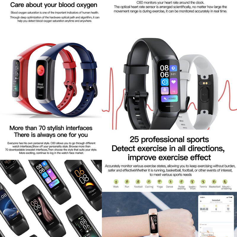 Fitness Tracker, Step Tracker Sport Bracelet Pedometer Calories Women, 1.1" AMOLED Smartwatch 3ATM Waterproof with Blood Pressure/Heart Rate Monitor for Men, Smart Watch for Android/iOS Phones (Pink)