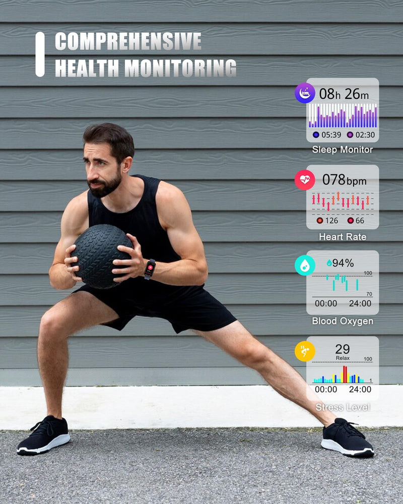 Fitness Tracker, Smart Watch for Women Men with 24/7 Heart Rate/Blood Pressure/Blood Oxygen Monitor,Sleep Tracker,Step & Calorie Counter, IP68 Waterproof Fitness Watches Compatible with Android&iPhone Blue
