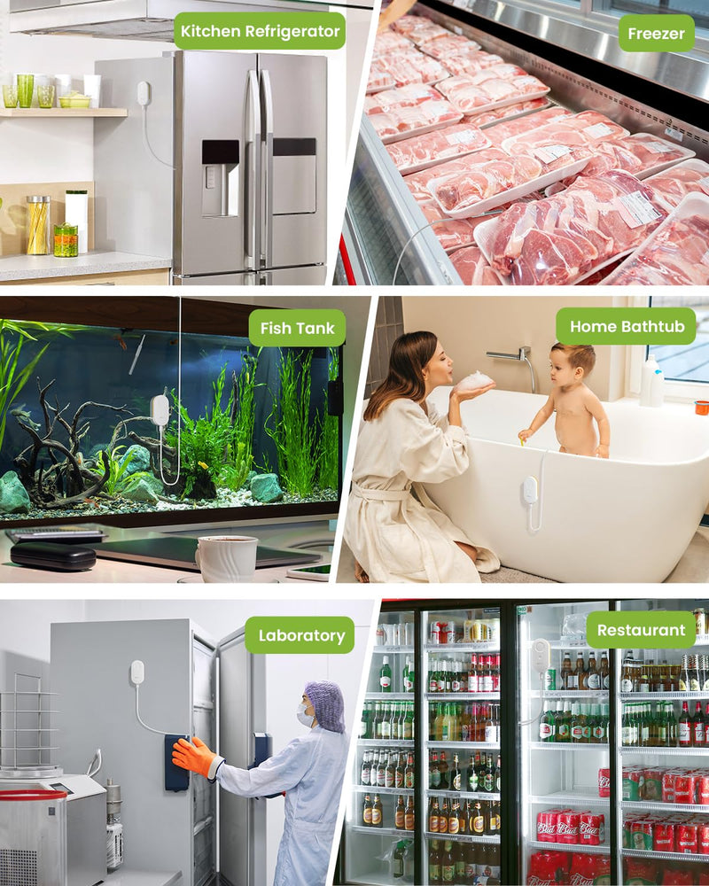 [AUSTRALIA] - MOCREO WiFi Freezer Thermometer Alarm with Digital Monitor Hub, App and Email Alerts, 2-Year Data Export, No Subscription Fee, 2 Remote Temperature Sensors for Home Refrigerator, Fridge, Freezer 1 LCD Hub + 2 Sensors 