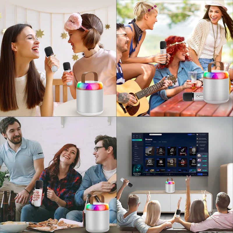 Aveek Karaoke Machine with 2 Wireless Mini Karaoke Microphones,Portable Bluetooth 5.3,Karaoke Audio Microphone All-in-One,Karaoke Machine Suitable for Adults,Children,Birthday Gifts,Family Gatherings