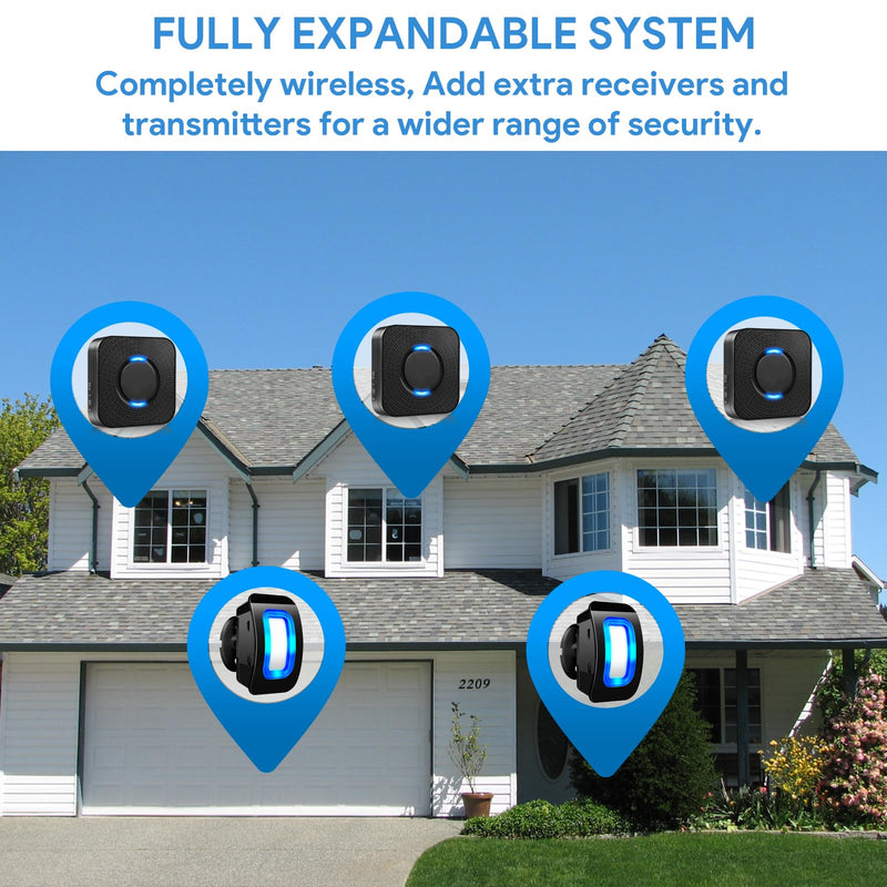 Wireless Motion Sensor LED Light - Motion Detector Alarm Chimes Door Sensor with 500 FT Range Security Alert Monitor System for Home, Business, Store, Office, School A 1 Receiver+1 Sensors