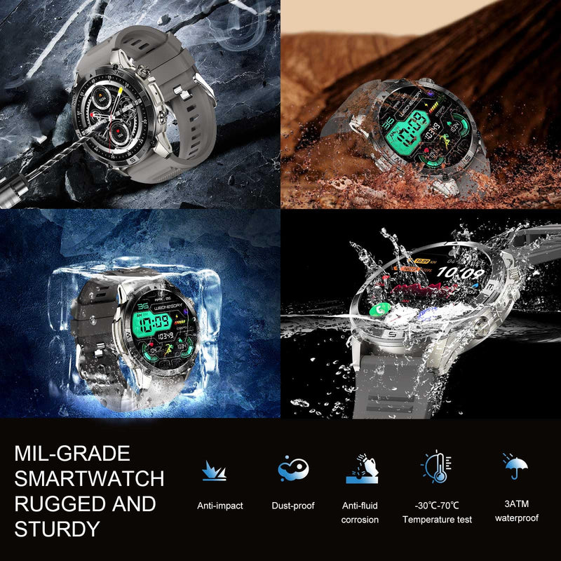 wonlex REDLEX Smart Watch for Men, 1.43" AMOLED Fitness GPS Tracker with 5.3 BT Call, 3ATM Waterproof, Sleep Pedometer Calories Counter, 65 Days Battery Life(Gray)