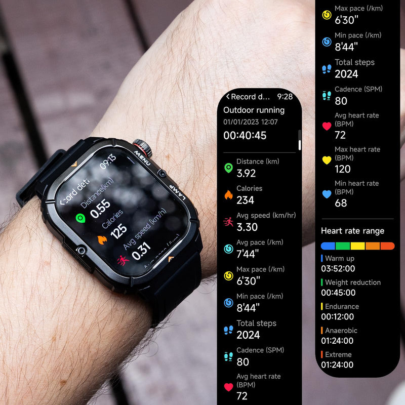 AGM Legion 3 Military Smart Watch, AMOLED, Bluetooth Call, Flashlight | MIL-STD-810H, 5ATM+IP68, 100+ Sport Modes, Strava Compatible, 10-Day Battery, 22mm Universal Band