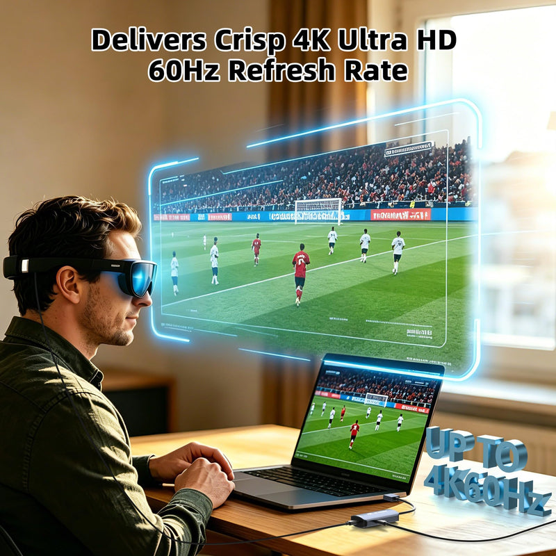 HDMI to USB C Adapter 4K@60Hz for AR Glasses, HDMI Male to USB C Female for XREAL One/Air 2 Pro, VITURE Pro, RayNeo Air 2s, Rokid Max, Switch 2/1, Steam Deck, PS5/4, Xbox, ROG Ally, Portable Monitor