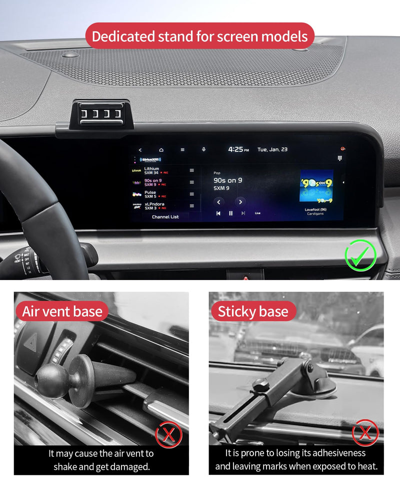 Auto Clamp Car Phone Holder for Kia Seltos 2024-2026, 8/10.25" Screen Mount | Universal Mechanical Clip Cell Phone Mount Accessories Fit iPhone Android,Automobile Cradle GPS Dashboard Navigation Bracket 8/10.25-inch for 2024-2026 Seltos