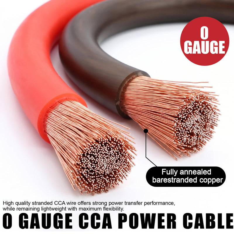 0 Gauge Big 3 Upgrade Kit,CCA Power Cable for Car Audio | 0 AWG CCA Cable with 4.3M PET Sleeve & Terminals,Fixes Voltage Drops,Stops Headlight Dimming & Boosts Amp Performance