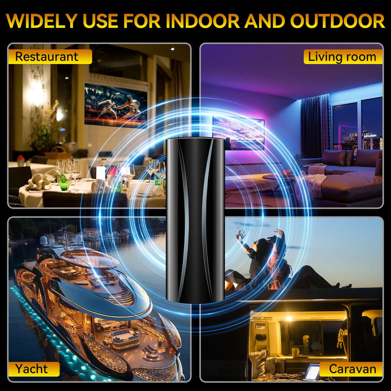 1600+ Miles Range TV Antenna, 2025 Strongest Digital TV Antenna Indoor with Amplifier and Signal Booster, Portable HD Antenna for TV Indoor for Smart TV and Old TVs-36ft Coax Cable-Support 8K 4K 1080p Black