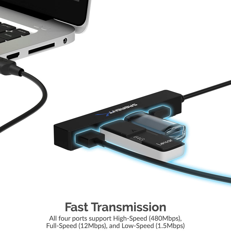 SABRENT 4 Port Portable USB 2.0 Hub (9.5" Cable) for Ultra Book, MacBook Air, Windows 8 Tablet PC (HB-MCRM) 4-Port