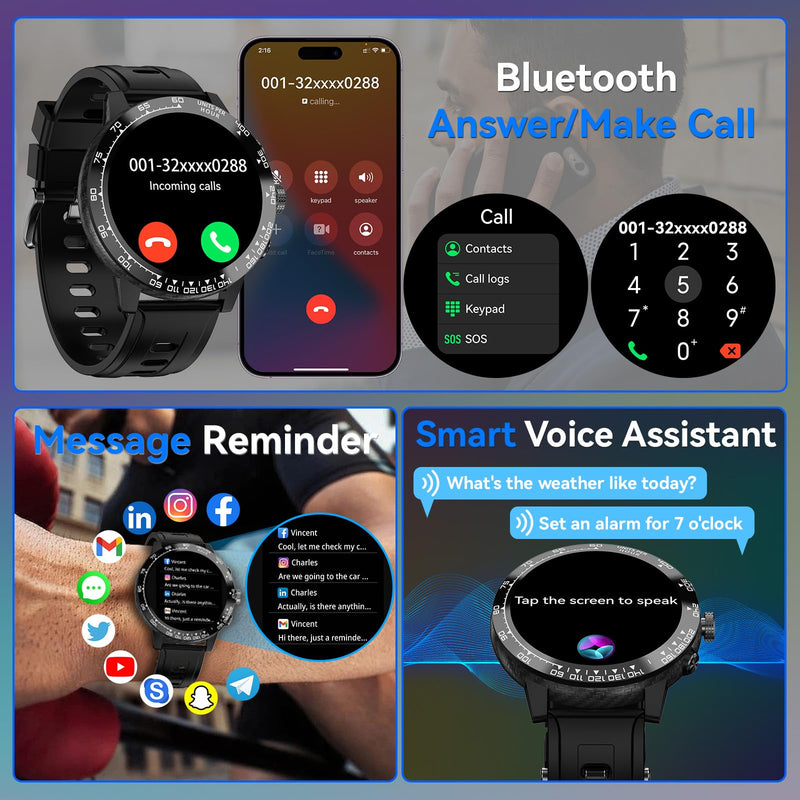 Smart Watch for Men, 1.5" AMOLED Fitness Tracker with GPS & IP67 | Answer/Make Calls for iOS Android, 170+ Sports, Heart Rate Sleep Monitor Blood Oxygen, Altitude Barometric Pressure