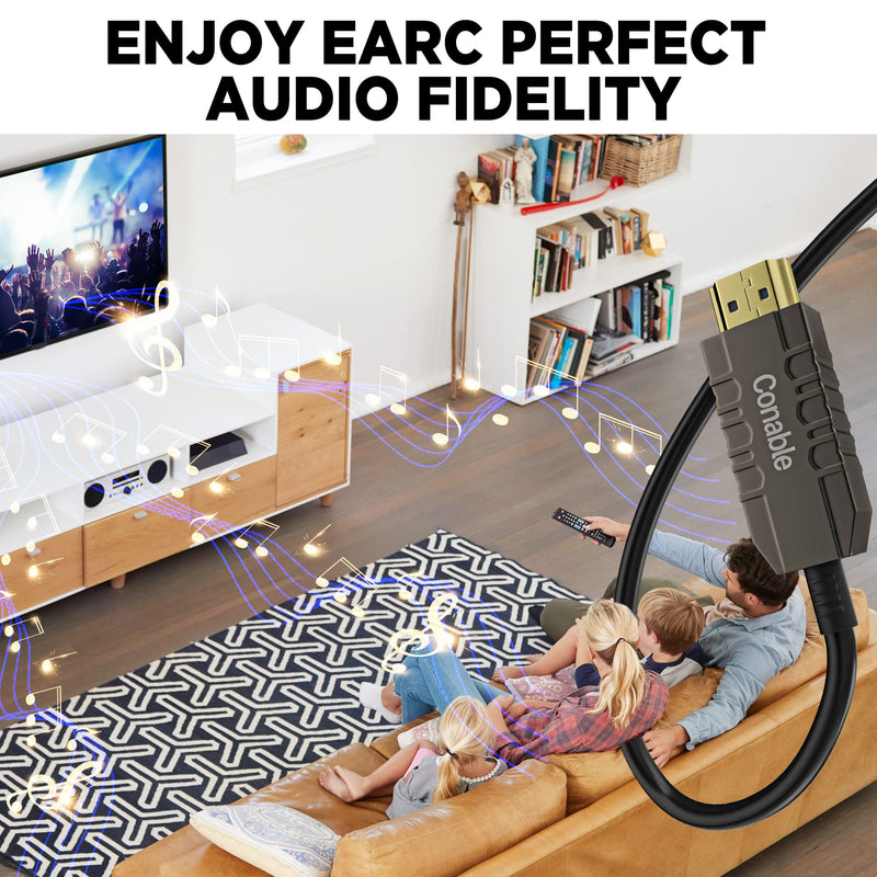 Certified 8K Fiber Optic HDMI 2.1 Cable 35FT, Real HDMI® Cable, Ultra HD, 48Gbps, Supports 8K@60Hz, 4K@120Hz, Dynamic HDR, HDCP 2.2&2.3, Dolby, eARC for Xbox, Series X, Laptop, Switch, PS5, UHD TV 1 Pack