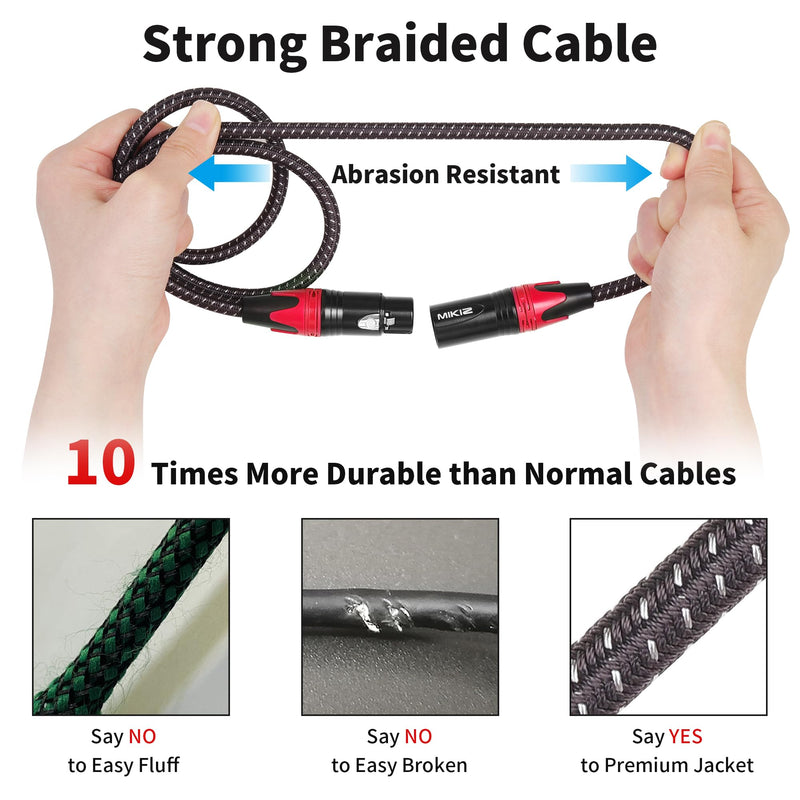6ft XLR Cables Braided 2 Pack Red Color Coded, Premium XLR Patch Cables Short for Microphone DJ Anti-tangling 2-Pack 6ft (Red) 2-Pack XLR Male to Female