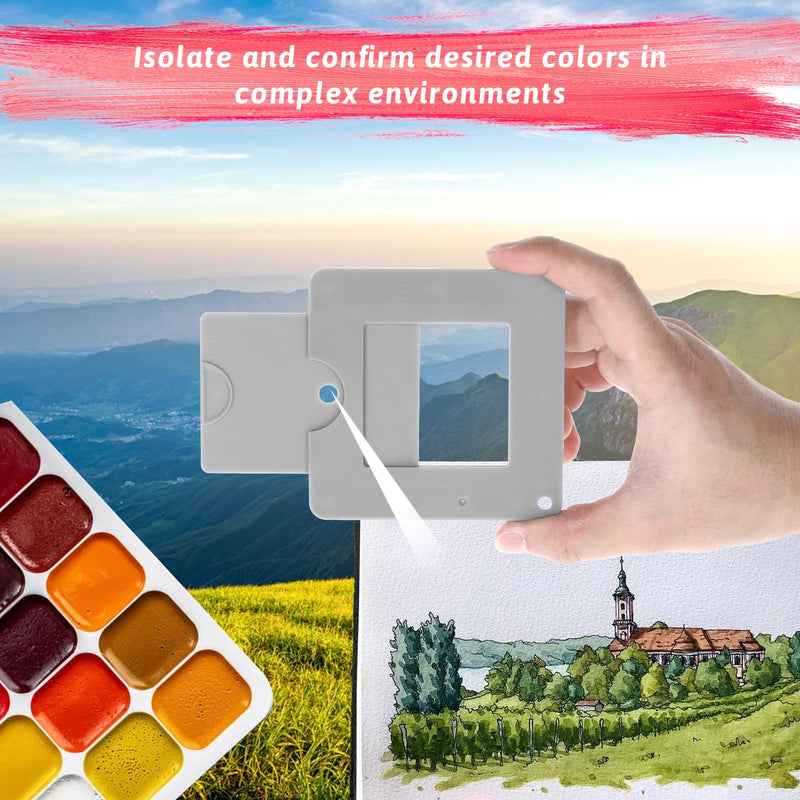 Artist Viewfinder, View Finder with Sliding Mechanism ABS Plastic Optical Viewfinder Color Isolation View Catcher Gray Artist Tool for Painting Drawing Sketching Photography