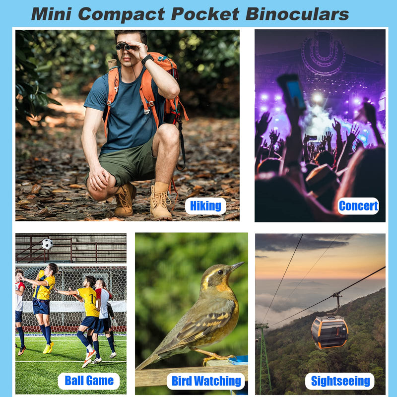 8x21 Mini Compact Pocket Binoculars, Lightweight Foldable Binoculars,Easy Focus Small Binoculars for Adults Kids Bird Watching,Opera Concert, Travel, Hiking, Outdoor Scenery, football game 8X21