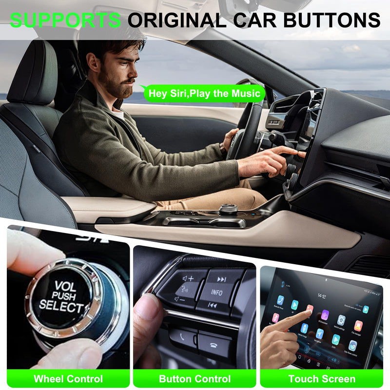 2in1 CarPlay Adapter for iPhone Android, USB Cable Low Delay iOS10+ | 2-in-1 for iPhone and Android, Ultra Low Delay, Built-in USB Cable, Auto Reconnect