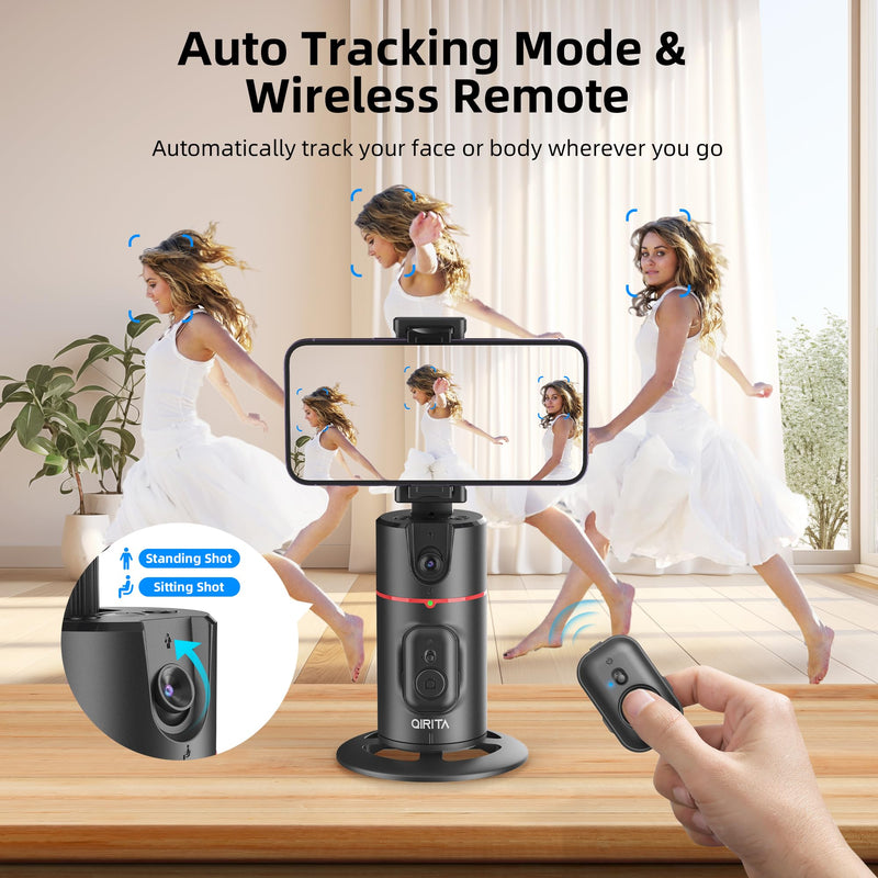 Auto Face Tracking Phone Holder, Magnetic Face Tracking Tripod 360 Rotation with Stand & Remote, Face Body Phone Tracking Tripod, No App, Smart Shooting Camera Mount for Live Video Recording Tiktok
