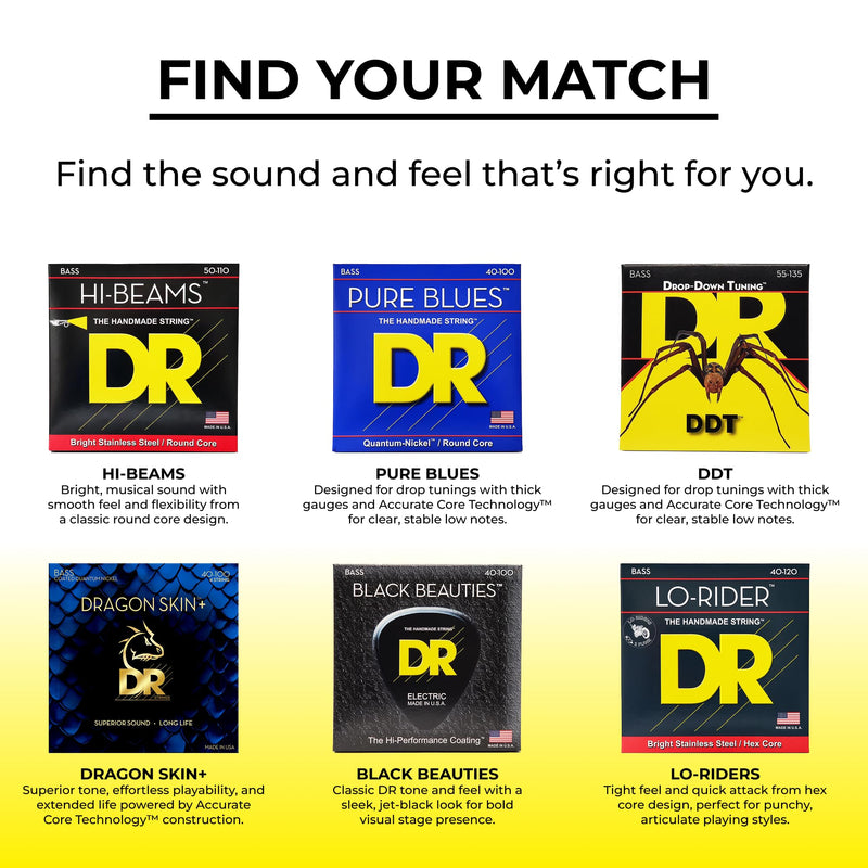 [AUSTRALIA] - DR Strings Hi-Def Neon Red Bass Lite Strings (NRB40) 