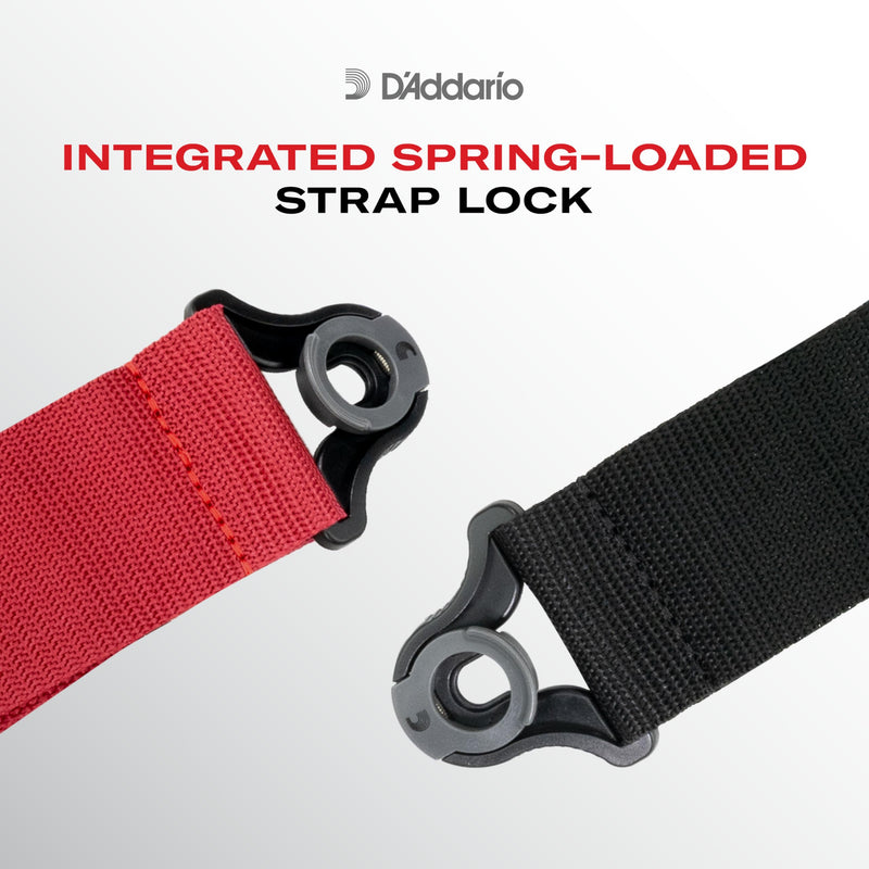 D'Addario Auto Lock Guitar Strap - Guitar Accessories - Electric Guitar Strap, Acoustic Guitar Strap, Acoustic Electric Guitar Strap & Bass Guitar Strap - Polypro- Black
