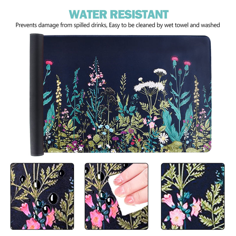 AIMSA Extended Gaming Mouse Pad, XL Large Keyboard Mouse Mat Desk Pad with Stitched Edges, Durable Non-Slip Base Mousepad for Home Office Work, 35x15.7inch ,Flowers Plants Flowers Plants