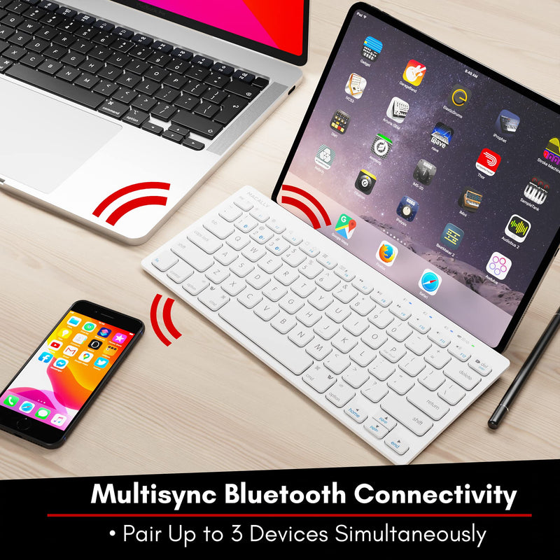 Macally Bluetooth Keyboard for Mac - Multi Device Wireless Keyboard for Mac Mini / Pro, Macbook Pro / Air, iMac, iPad, iPhone, PC, Laptop - Compatible Apple Keyboard Wireless Compact with Stand