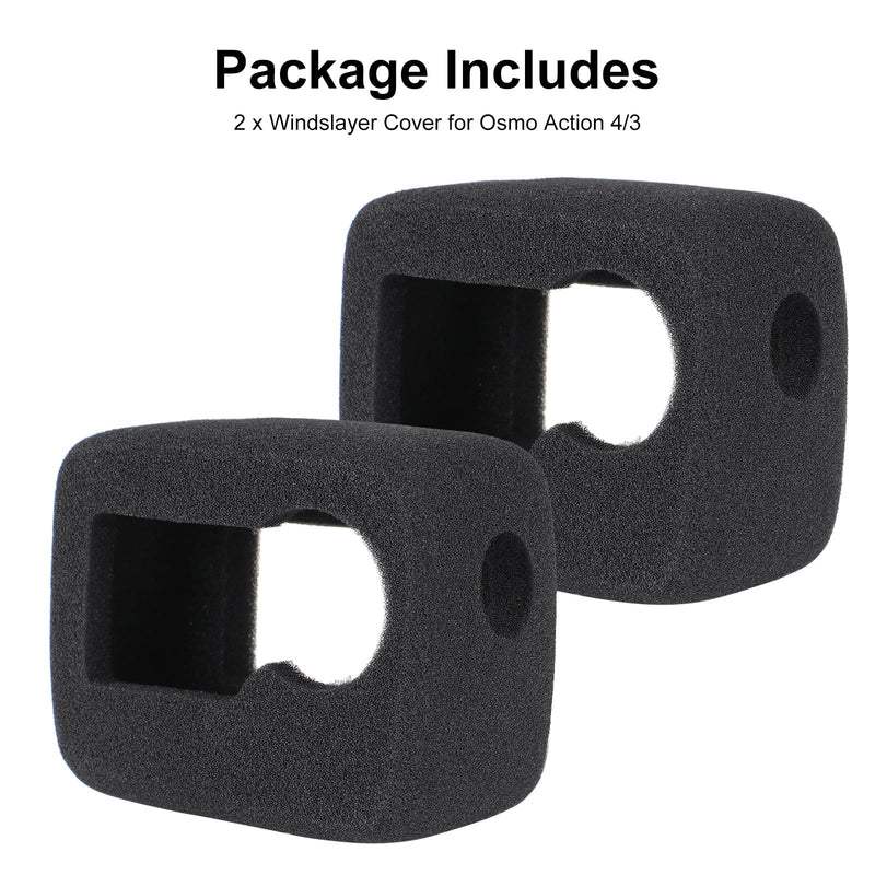 HSU Windslayer Cover for DJI Osmo Action 4/3 Action Camera, Windslayer Cover Housing Frame Case, Video Noise Reduction Accessory (2 Pack)