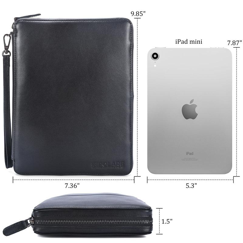 Polare Full Grain Leather Travel Cable Organizer Case Electronics Accessories Carry Bag with YKK Zippers Tech Storage Bag for Cables, Power Bank, USB, SD Card, Travel Essentials Black