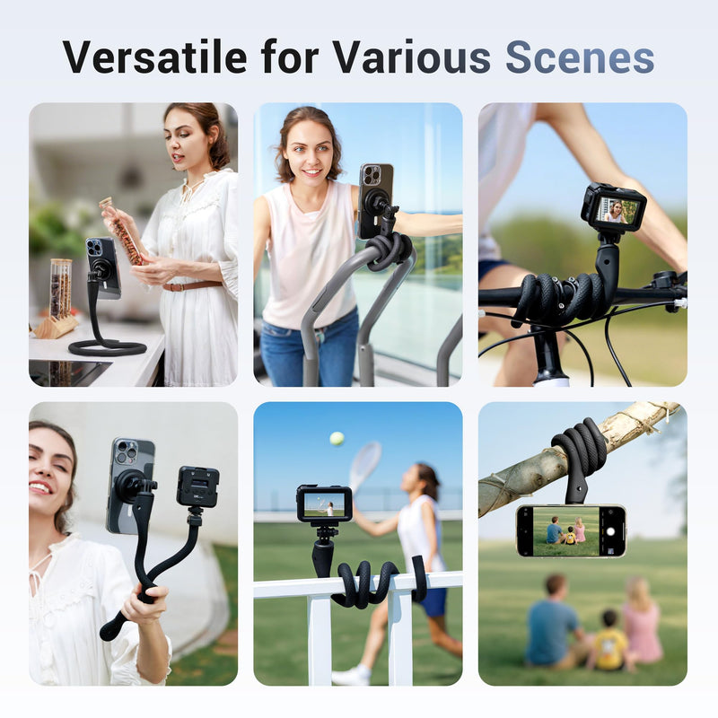 [AUSTRALIA] - 29.5'' Magnetic Flexible Gooseneck Phone Mount Holder for iPhone 17 16 15 Pro Max & Action Camera,Long Arm Bendable Selfie Stick Cell Phone Stand with 1/4"20 for Stroller Treadmill Gym Shopping Cart Wrap Around Holder 