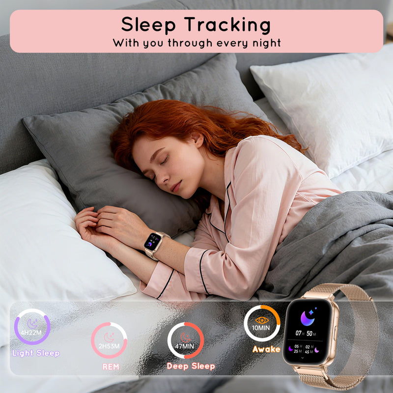 Smart Watch for Women 1000mAh with 3 Band Compatible iPhone & Android 44MM | 30+ Day Battery Life Make/Answer Call with Heart Rate/SpO2/Sleep Monitor, 120+Sport Mode Waterproof Fitness Tracker,Rose Gold Rose Gold 44 MM