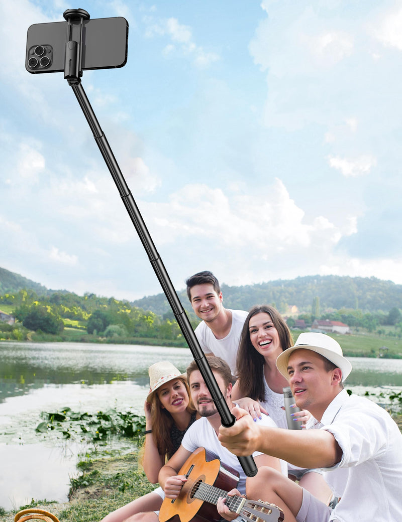 72" Cell Phone Selfie Stick Tripod, Aluminum Phone Tripod All-in-1 with Integrated Remote, Portable Extendable Smartphone Tripod Stand Lightweight Travel Tripod Compatible with iPhone 15/14/13/Android