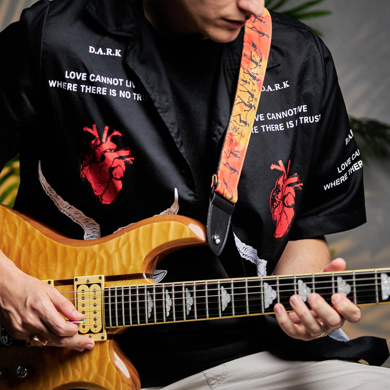 Morto Jacquard Guitar Strap – Adjustable Padded Fabric with Locks & Pick Holder for Electric, Acoustic, Bass – Unique Gift Standard