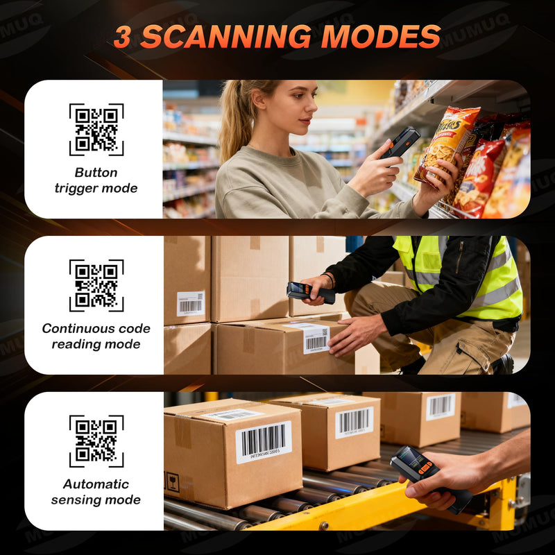 Wireless Barcode Scanner Mini Bluetooth 1D 2D QR Bar Code Scanner 3-in-1 Bluetooth & 2.4G & USB Wire Barcode Reader Compatible with Windows Android iOS Tablet PC (with LCD Screen)