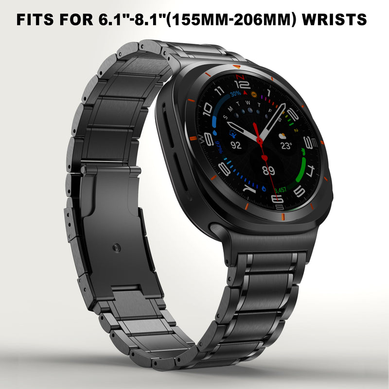 Samsung Galaxy Watch Ultra Bezel Cover and Samsung Galaxy Watch Ultra Titanium Band, Comes with Screen Protector (Black 47mm)