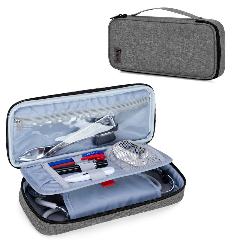 Trunab Stethoscope Pencil Case Grey with Inner Pocket Empty Stethoscope Case Compatible with 3M Littmann/MDF/ADC and Other Accessories gray