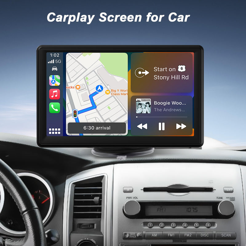7 inch Double Din Car Radio: Wireless Carplay & Android Auto Car Radio Stereo, Bluetooth 5.0/FM/MP3/USB/Aux Input