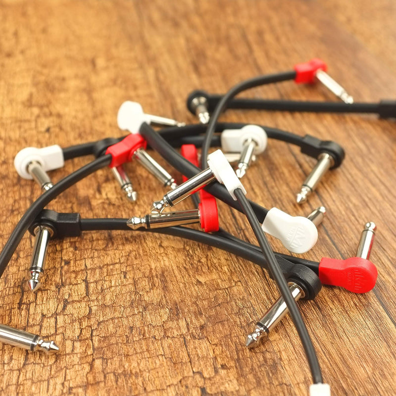 [AUSTRALIA] - Flat Low Profile Guitar Patch Cable 20 inch for Effects Pedals, 1/4 inch Right-Angle, White, 3-Pack New Version 20" 