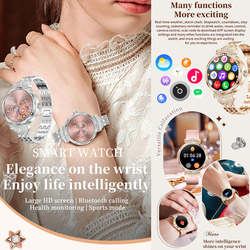 Smart Watches for Women(Answer/Make Call), 1.32" AMOLED Fitness Tracker Watch with Blood Pressure/Heart Rate Monitor, Fitness Watch for Men, 100+ Sports Smart Watch for Android/iOS Phones (Silver) Silver
