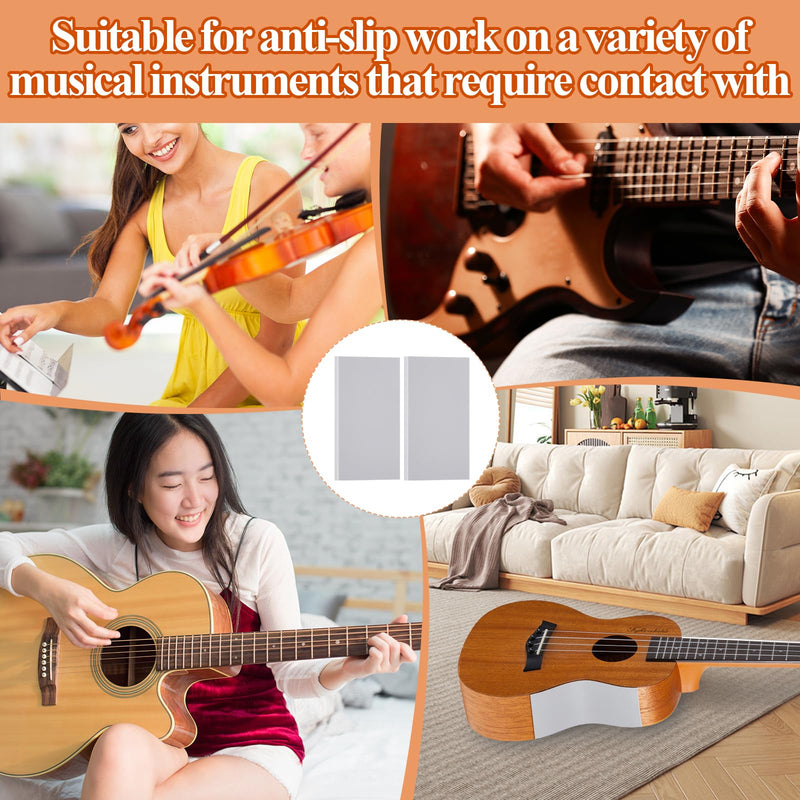 2 Pcs Guitar Non Slip Pad Keep Guitar from Sliding Guitar Accessories Self Adhesive Silicone Pads Guitar Aid for Beginners Keep Your Instrument in Place, Light Gray