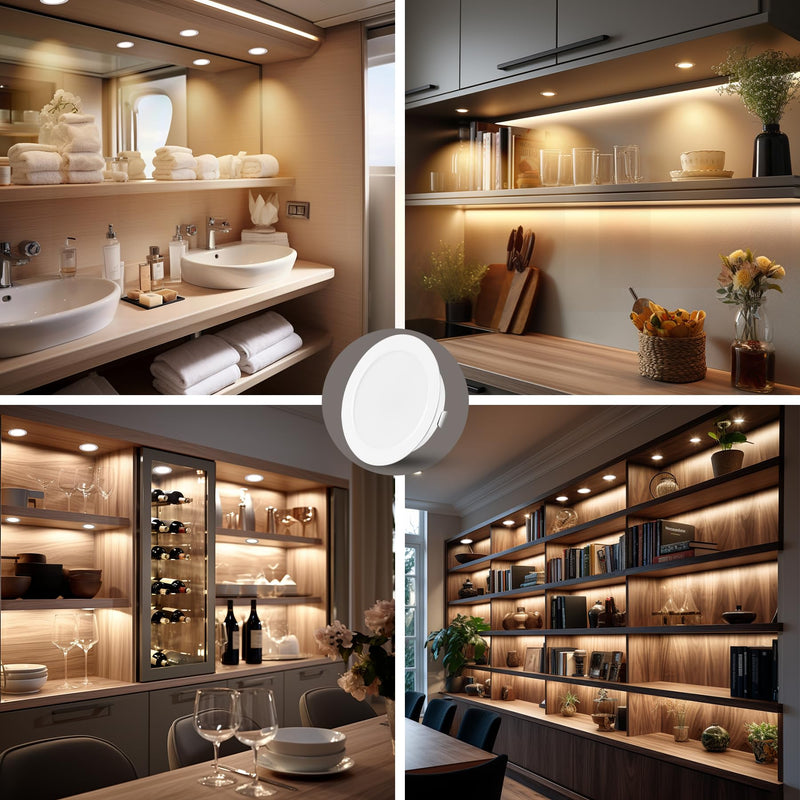 URing Set of 3 LED Recessed Spotlights, 12 V, Dimmable, 3 W Ceiling Spotlights, 55-58 mm Spotlights, 12 V, 3000 K, Warm White, 4000 K, Neutral White, 6000 K, Cool White, Recessed Spotlights, LED 15 mm