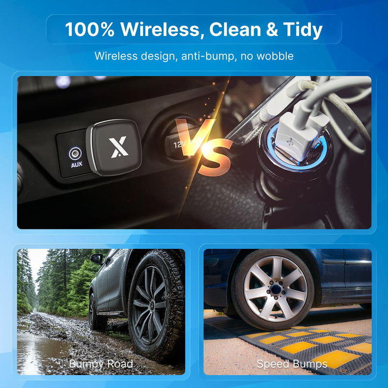 Mini Wireless CarPlay & Android Auto Adapter Wireless Converter | Aluminum & Glass Build, Dual 5G Chips, Low Latency Auto Connect, OTA Update, Plug & Play for Wired CarPlay/Android Auto Cars USB Type A