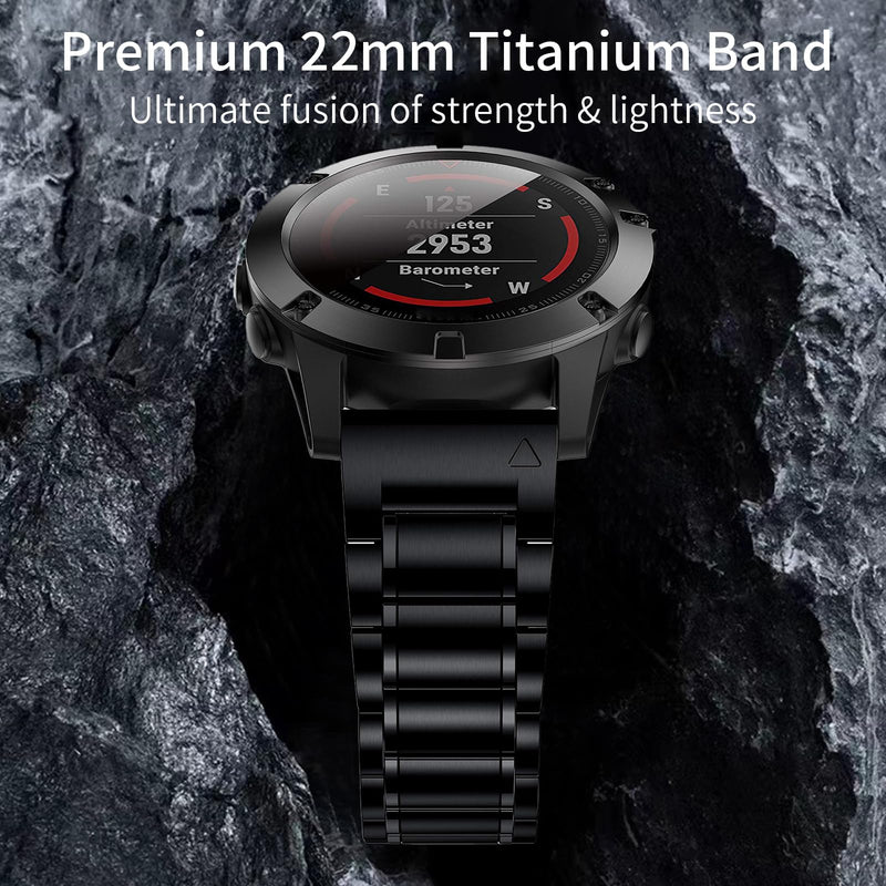 Titanium 22mm Band Compatible for Fenix 8 47mm/E 47mm/7/6 Pro/5 Plus/EPIX 2/Forerunner 965 955, 26mm Metal Quick Release WatchBand for Fenix 8 51mm/Enduro 3 51mm/7X Pro Sapphire Solor/6X Pro titanium