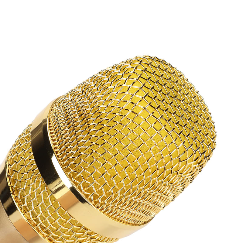 Handheld Microphone, Plug and Play Karaoke Wireless Microphone 50m Receiving 600Hz to 800KHz Multipurpose for Home (Gold)