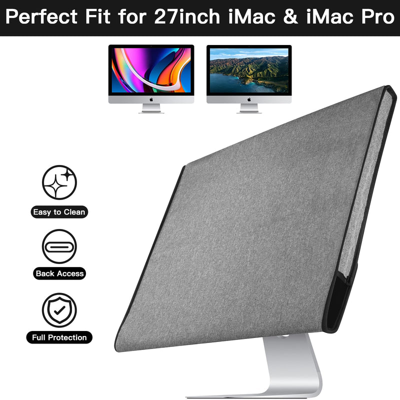 Monitor Dust Cover Compatible with 27 Inch iMac | Oxford Fabric Protective Cover, Dustproof, Compatible with iMac 27" All-in-One Desktop Computer, Gray, Snug Fit Design
