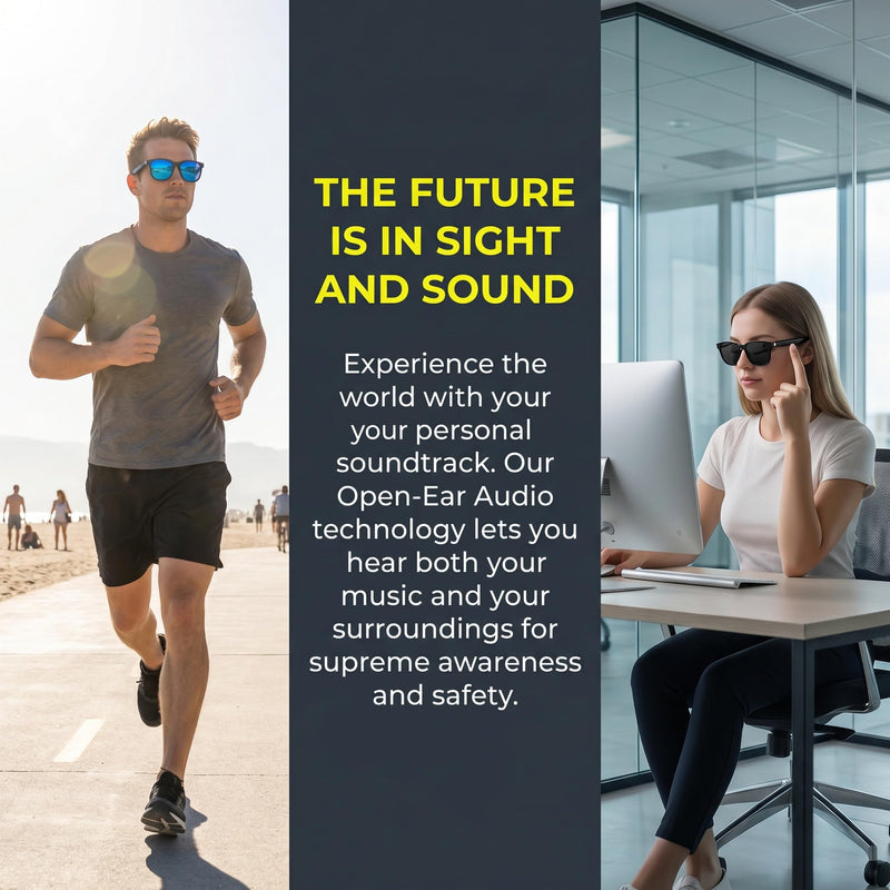 APOPHENIA AI Smart Bluetooth 5.4 Translation Sunglasses,Open-Ear Audio Glasses,144+Languages Real-Time Translator,Polarized UV400,Travel Business (Black Frame Grey Lens)