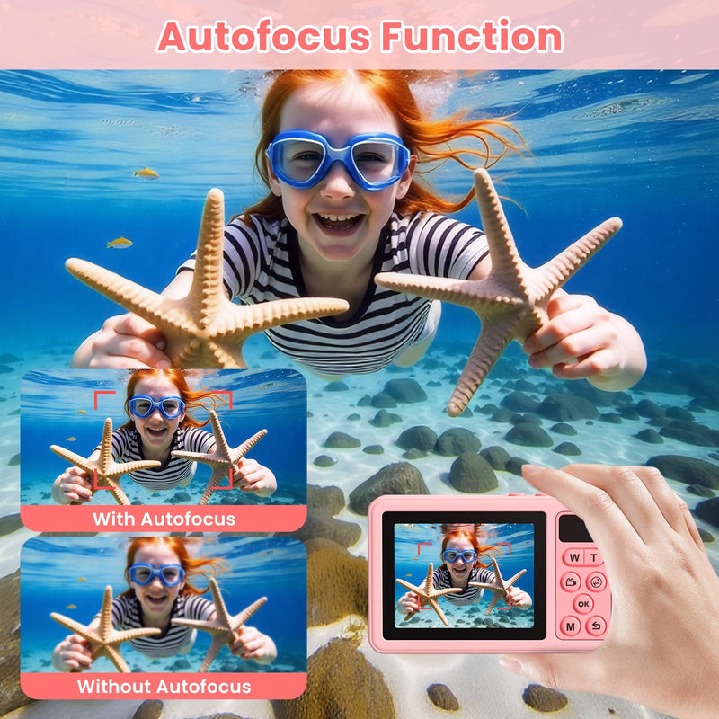 4K Waterproof Camera,10FT Underwater Digital Camera,48MP Floating Camera | for Snorkeling,Surfing,Swimming and Kayaking,Dual-Screen Selfie,Autofocus,18X Zoom,Fill Light,32GB Card,Type-C Rechargeable