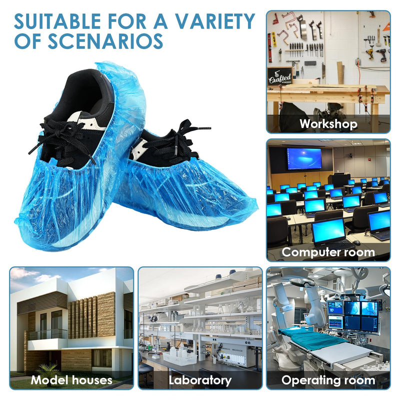 [AUSTRALIA] - DEDC 100 Pcs Disposable Plastic T Shape Shoe Covers for Home and Office 