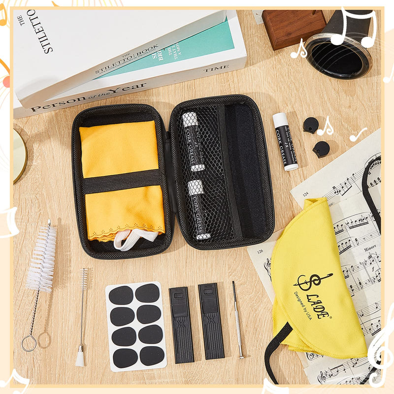 23 Pcs Clarinet Cleaning Kit Clarinet Accessories All in One Clarinet Cleaner Kit with Maintenance Kit Clarinet Swab Clarinet Reeds Cork Grease Thumb Rest for Clarinet Wind Instrument (Yellow) Yellow