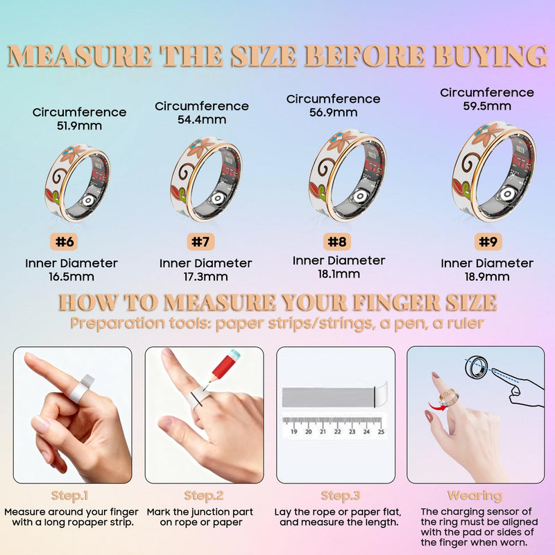 Smart Ring for Women & Men - No Subscription Fee Fitness Tracker with Sleep Tracking, Heart Rate, SpO2 - IP68 Waterproof for iPhone Android - Activity Tracker (9) 9