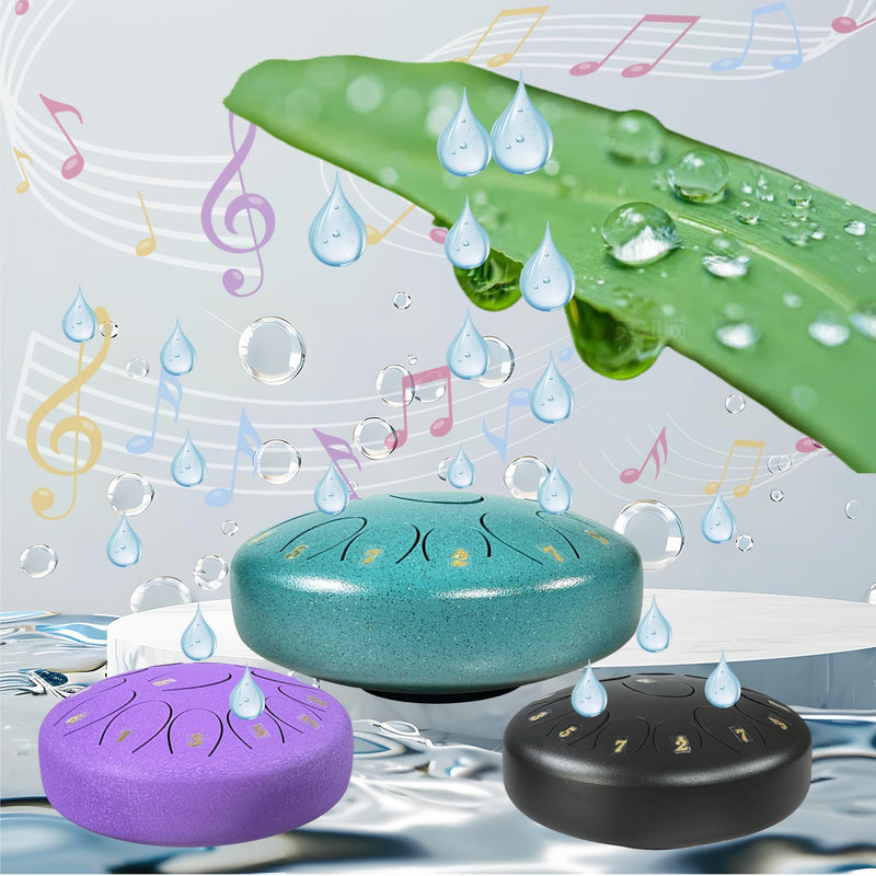 Steel Tongue Drum Musical Percussion Instrument, Rain Drum for Outside - Musician Gift for Family and Friends (malachite, 13 Notes 6.8 Inches) malachite