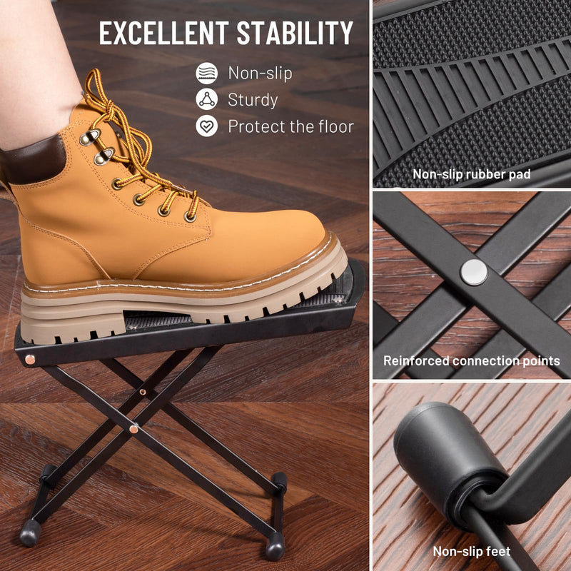 CAHAYA Guitar Foot Stool: 6 Position Height Guitar Foot Rest Folding Extra Stable Foot Rest Stool with Rubber Feet and Non-Slip Rubber Pad for Classical Guitar Player CY0337 Triangle Pattern